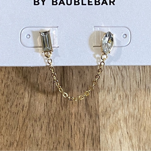 4/$20 BaubleBar Sugarfix Rhinestone Link Chain Earring Gold Tone - Picture 3 of 5